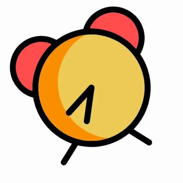 Cute Alarm Clock with Bell Ears Icon, Bedside Timepiece Illustration