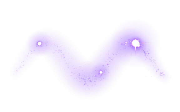 Purple glowing abstract trail with starry background and white cross