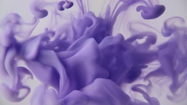 Deep violet color diffuses beneath translucent pale surface, spreading outward in organic waves against soft ivory with delicate artistic texture, gentle motion, and minimalist composition.