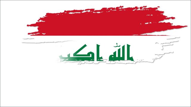Iraq Flag Grunge Brush Stroke, National Flag of Iraq Isolated Design, Middle Eastern Country Symbol, Patriotic Background Motion Graphic for Travel, Culture, History and National Events