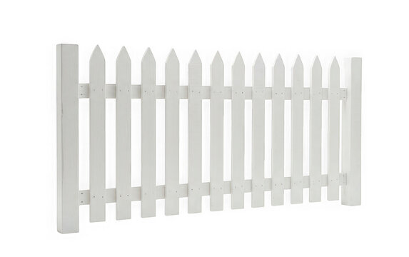 White wooden picket fence isolated on transparent background