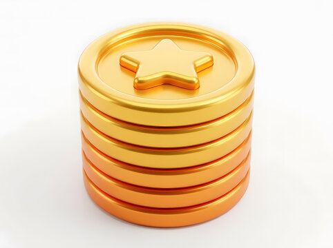 3D render of a stack of gold coins representing wealth investment and financial growth