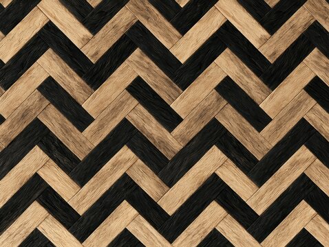 Seamless herringbone wood floor texture with alternating light and dark wooden planks