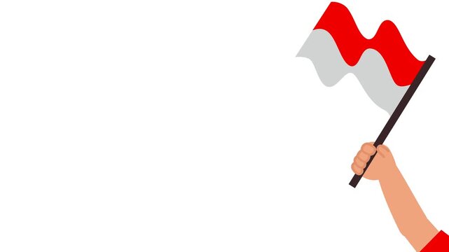 footage cartoon animation of hand waving red and white flag