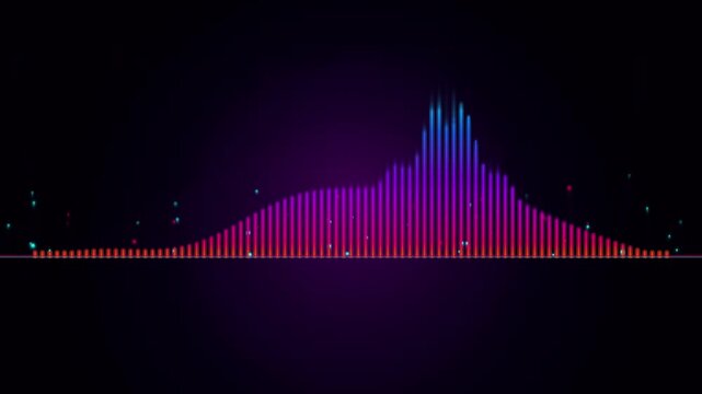 Abstract music equalizer waveform with colorful neon light vertical bars visualization