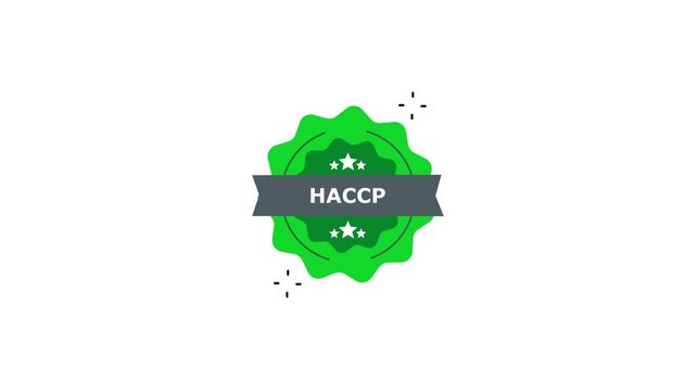 Haccp certified seal animation: food safety and hygiene compliance badge for industry standards control