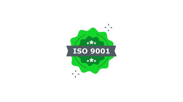 Iso 9001 management certification badge animation business standard seal compliance