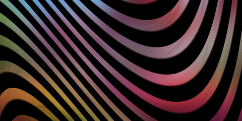 Abstract background featuring colorful curved lines on black surface area. © Abdur