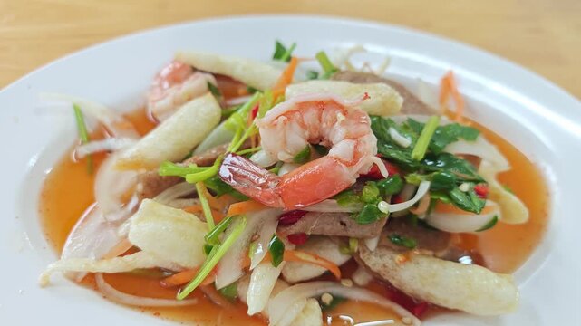 Fish maw salad with fresh shrimp