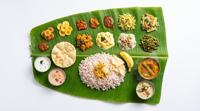 Traditional Kerala Onam Sadya Thali with Festive Food