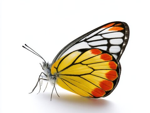 A vibrant jezebel butterfly isolated on white background