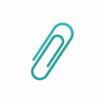 Teal paperclip icon isolated on white background for office document organization.