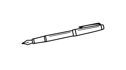 Fototapeta premium Classic Fountain Pen Line Drawing - Elegant Writing Instrument Icon