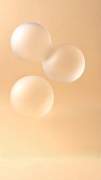 Abstract 3D Glassmorphism Vertical Background with Champagne Gold Glass Spheres