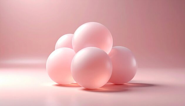 Abstract 3D Glassmorphism Background with Dusty Rose Glass Spheres