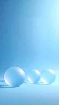 Abstract 3D Glassmorphism Vertical Background with Periwinkle Blue Glass Spheres