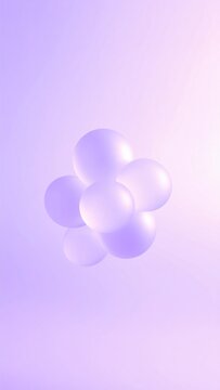 Abstract 3D Glassmorphism Vertical Background with Soft Lilac Glass Spheres