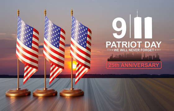 09.11.2001 American Patriot Day banner. 25th Anniversary.