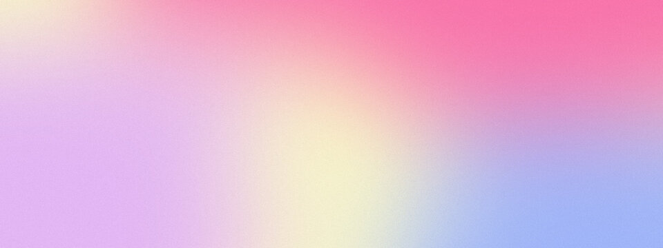 Pastel Pink, Cream Yellow, Lavender, and Periwinkle Blue Abstract Gradient Background Featuring Fine Grain Noise Texture