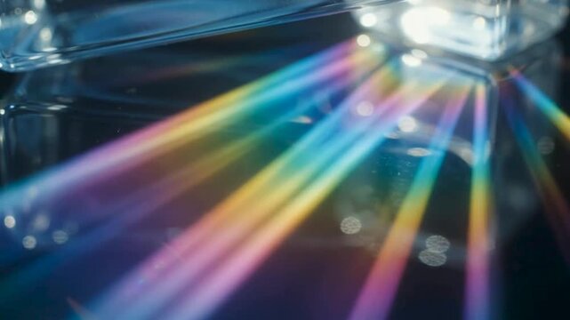 Colorful Rainbow Light Rays Shining Through Glass with Lens Flare and Bokeh