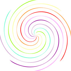 Naklejka premium Abstract rainbow spiral pattern with colorful swirling lines on a white background.