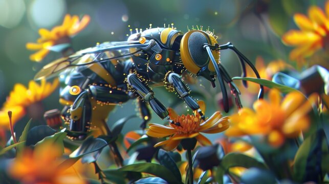 Robotic bee on a flower