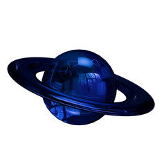 3D Blue Glass Saturn Planet with Rings Isolated on White © miber duwur