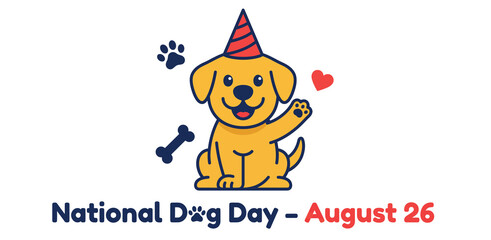 Fototapeta premium Cute puppy cartoon for national dog day celebration
