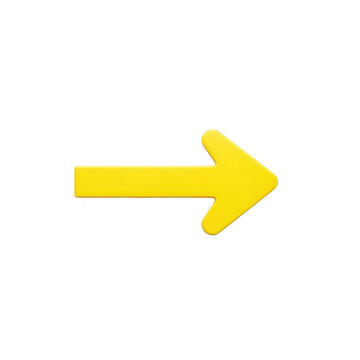 Simple yellow arrow pointing to the right isolated on transparent background