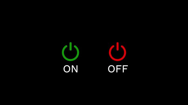 A power icon 3d animation, power button icon. Device on off button icon animation.Power button turning on and off animation on black background.