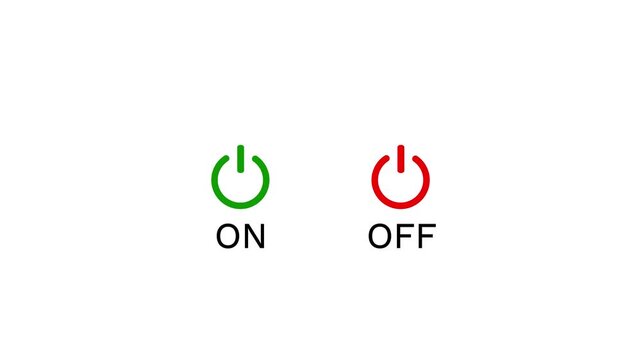 Power button icon animation. Power button turning on and off 4k video. Power off / on button animation, reset button icon.