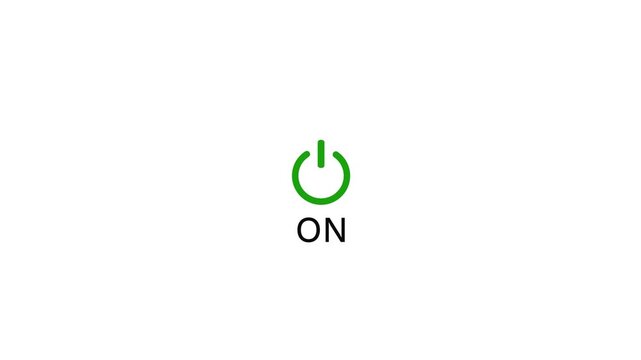 Switch power reset button symbol animation on white background with alpha channel,Abstract power button icon animation. Start turn on button animation.