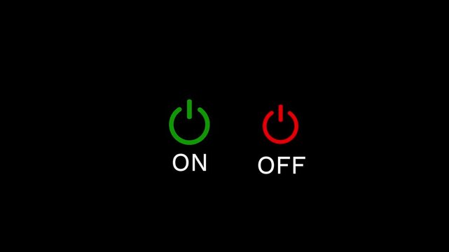 Power button on and off status signal. A dual icon showing green power on and red power off buttons side by side offering quick toggle control for activating or deactivating any device.