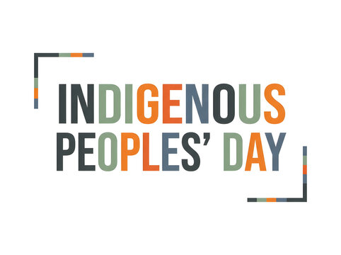 Indigenous Peoples Day typography design with colorful modern lettering on white background