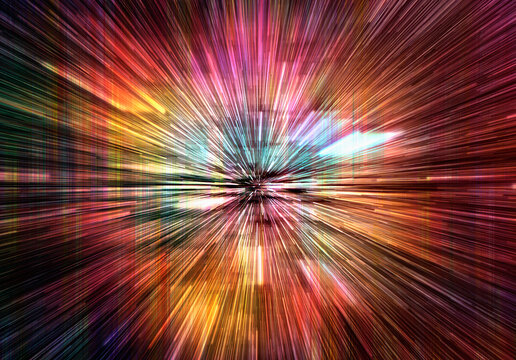 Colorful abstract flight in space hyper jump illustration 