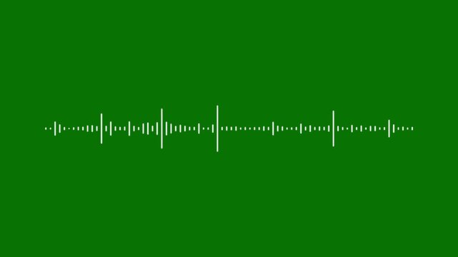 Abstract white audio waveform animation featuring digital sound frequency spectrum music equalizer lines black podcast sound wave patterns, voice recording levels and isolated vector icon elements. 4k