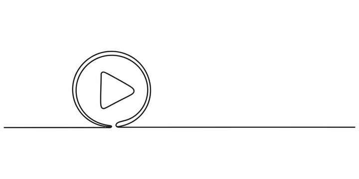 Continuous line drawing of a play button icon
