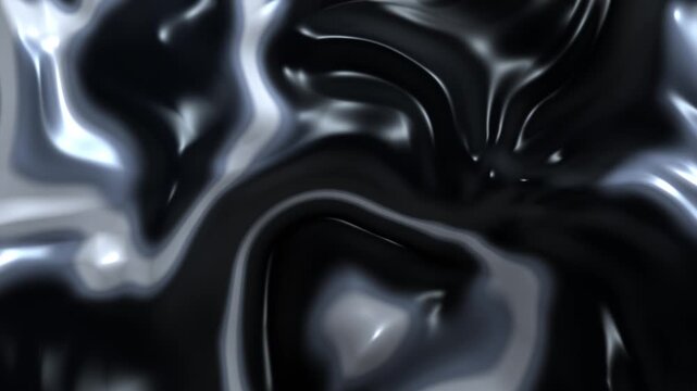 Swirling dark liquid chrome with glossy metallic reflections in a seamless 4K looping animation for futuristic tech presentations, modern trend branding, and cyber background media