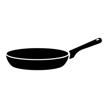 Frying pan icon black silhouette for kitchenware design flat vector graphic design assets.