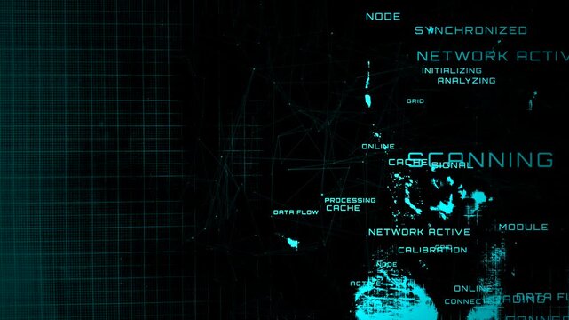 A high-tech digital heads-up display interface scanning active network nodes, data streams, and systemic matrix calibrations.