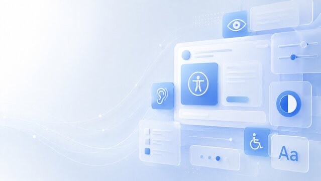 Digital accessibility interface with inclusive design icons on a