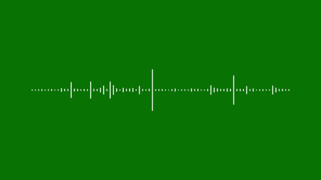 Audio frequency waveform animation on green background dynamic sound spectrum visualizer modern digital music equalizer podcast recording signal, streaming media effect and motion design. 4K