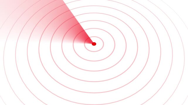 Rotating red radar scanner animation: digital sonar sweep background, for technology, security, and military data visualization