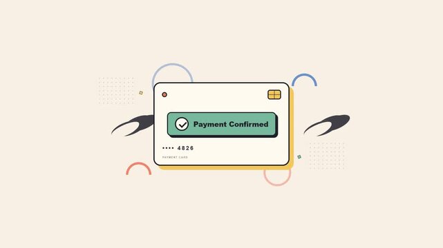 Memphis Style Payment Confirmed Credit Card Animation
