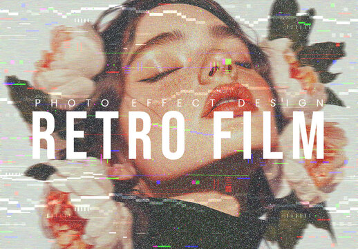 Retro Film Cinematic Grain Photo Effect Mockup