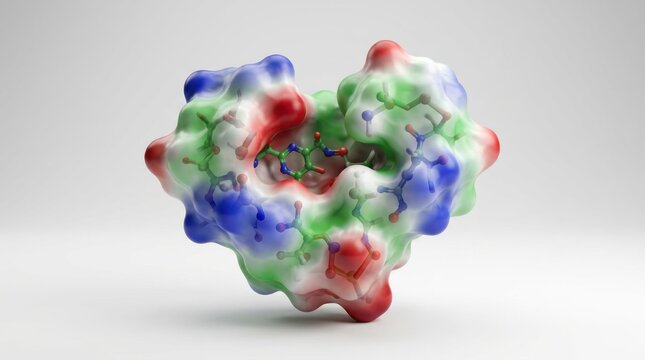 Molecular structure visualization electrostatic potential surface of protein