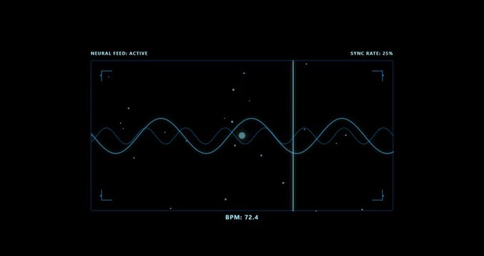 Neural Interface HUD Monitoring Digital Waveform Sync Display