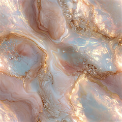 Obraz premium Seamless luminous pastel marble pattern with flowing soft pink, gold, and blue shades creating luxurious and elegant texture