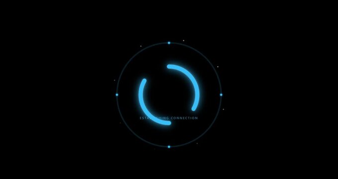 Futuristic Blue Loading HUD Establishing Connection Interface