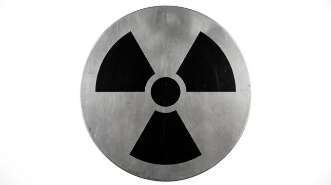 Radiation warning symbol icon gray textured design with radiation radioactive textured material industrial isolated background contrast protection security environment discovery research